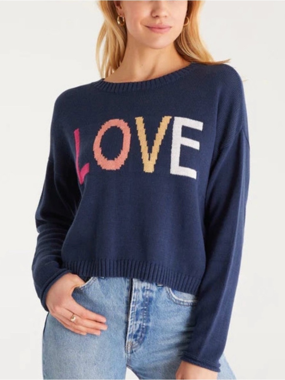 Z Supply Navy Sienna LOVE Sweater